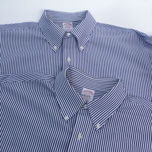 Brooks Brothers Men's Lot x2 Blue & White Stripe Cotton Button Down Shirt 18-35